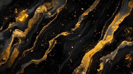 Fototapete - Captivating abstract background with a stunning marble like pattern featuring glowing golden veins and ethereal cosmic nuances creating a visually striking and mesmerizing effect  The dynamic