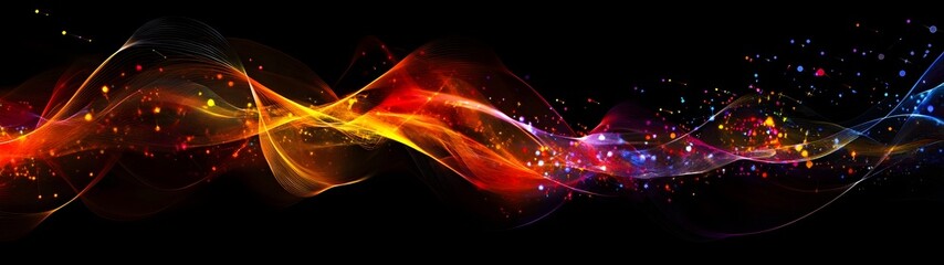 Aufkleber - Captivating abstract composition of swirling glowing waves of vivid neon lights luminous celestial energies and shimmering cosmic elements in a stunning digital art design  This eye catching