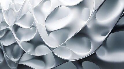 Poster - Captivating abstract design featuring a mesmerizing geometric pattern composed of fluid metallic waves smooth curves and reflective surfaces that create a visually striking futuristic