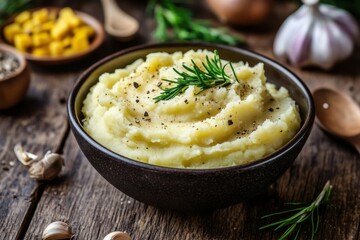 Wall Mural - Mashed Potatoes with Gravy: Homemade Organic Dinner with Creamy Sauce