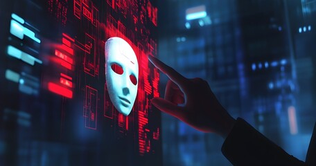 A person is pointing at a skull on a computer screen
