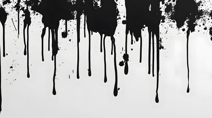 Poster - Captivating Abstract Grunge Paint Splatter Texture with Dripping Ink Drops on Moody Black and White Background  Dynamic chaotic and visually striking