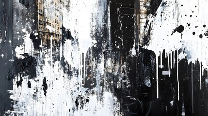 Leinwandbilder - Captivating Abstract Graffiti Painting in Moody Cityscape