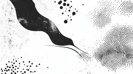 Leinwandbilder - Captivating abstract monochrome composition featuring dynamic geometric patterns fluid shapes and a striking contrast of black and white elements  This digital artwork showcases a minimalist modern