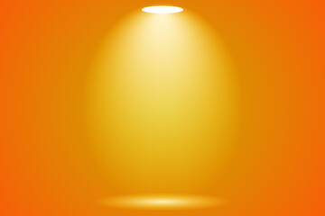 Wall Mural - yellow spot light studio room stage background, 3d empty soft smooth blur backdrop like in a room wi