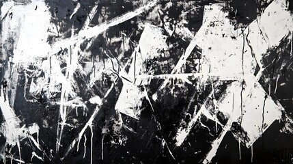 Poster - Captivating Abstract Textured Monochrome Backdrop with Dramatic Splatter and Glitch Effects