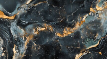 Aufkleber - Captivating dark marble texture with striking golden swirls granular patterns and a moody sophisticated aesthetic  This premium abstract background is perfect for high end design luxury branding