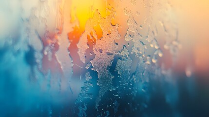 Fototapete - Captivating Droplets A Surreal Rainy Landscape Through Crystalline Glass Pane   Ethereal Prismatic Reflections of Water Droplets Dancing on a Window Creating a Dreamy Moody Atmosphere