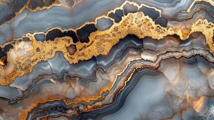 Aufkleber - Captivating Geode Agate Quartz Crystal Texture with Shimmering Metallic Tones   Vibrant Abstract Geological Background with Luxury Copper and Gold Ombre Marbling Pattern