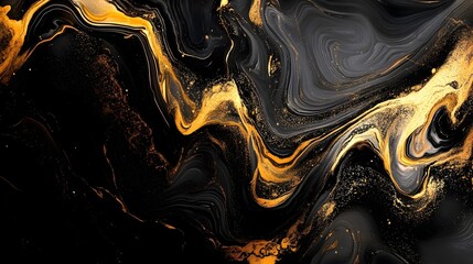 Poster - Captivating Golden Waves of Liquid Marble   Abstract Swirling Textured Background for Digital Art Fashion Packaging Branding and Interior Design Purposes