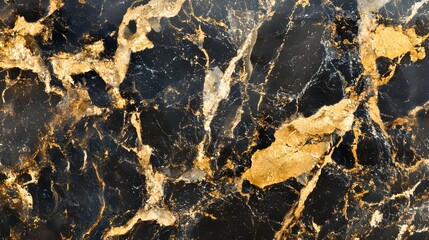 Aufkleber - Captivating marble texture with intricate veining patterns in shades of black brown and gold  This natural stone surface offers a stunning luxurious aesthetic for use in interior design architecture