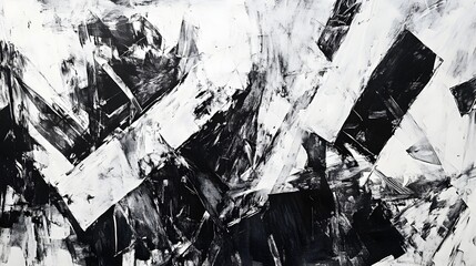 Leinwandbilder - Captivating Monochrome Abstract Art with Geometric Patterns and Dynamic Composition