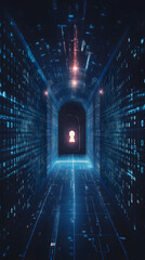 Wall Mural - secure data encryption visualized in a high-security digital environment