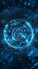 Wall Mural - futuristic digital interface with glowing blue circular data visualization