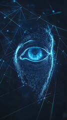 Wall Mural - futuristic cybernetic eye with digital network connections