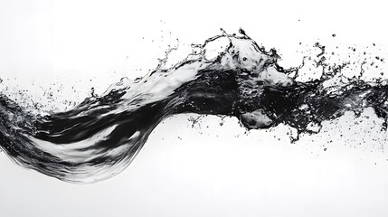Poster - Captivating monochrome image showcasing the dynamic and forceful movement of a liquid splash  The abstract experimental composition captures the energy power and chaos of the fluid in motion