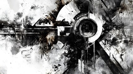 Leinwandbilder - Captivating surreal abstract digital artwork featuring bold geometric shapes contrasting lights and shadows creating a futuristic innovative and visually striking composition