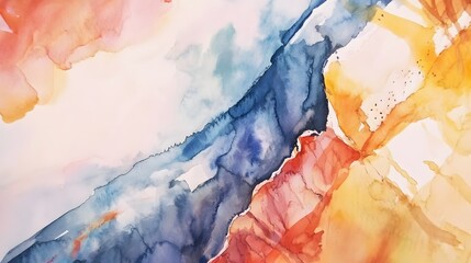 Poster - Captivating Watercolor Abstraction Vibrant Brushstrokes in a Dreamlike Composition Inviting Contemplation and through its Fluid Ethereal Interplay of Color and Form