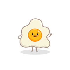 Wall Mural - cute cartoon egg character isolated on white. Funny fried egg in flat style. Vector illustration
