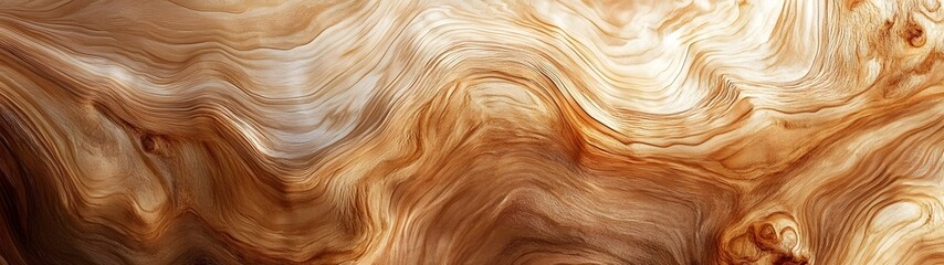 Aufkleber - Captivating Wooden Grain Patterns in Warm Tones   Mesmerizing Abstract Organic Texture Background with Flowing Wavy Curves and Dynamic Swirls in Earthy Brown Beige and Orange Gradient Colors