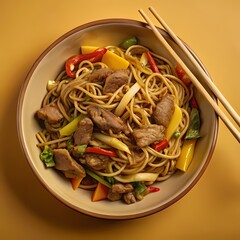 Wall Mural - stir fried noodles with vegetables