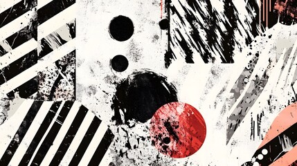 Leinwandbilder - Chaotic and visually striking abstract background with geometric shapes grungy textures and splashes of contrasting light and dark colors  This dynamic and energetic composition creates a bold