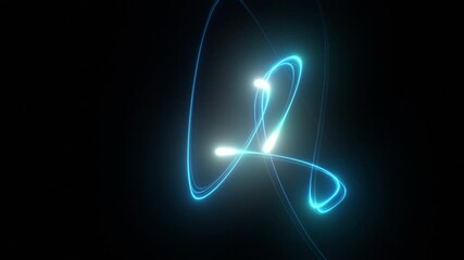 Wall Mural - Beautiful Blue Light Trails Flying Smooth on Black Background Seamless. Abstract Neon Streaks Moving in the Dark Looped 3d Animation. Magic Effect Illustration. Motion Design Concept 4k.