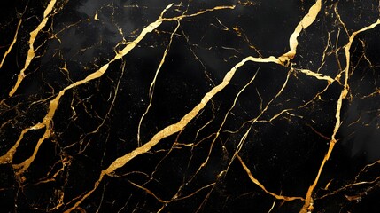 Aufkleber - Cracked Marble Texture With Golden Veins Abstract Background  Detailed Grunge Geology Natural Stone Pattern for Luxury Design Home Decor Wallpaper or Graphic Art