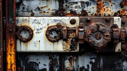 Aufkleber - Decaying industrial machinery a rusted and weathered remnant of the past abandoned and forgotten in a dilapidated workshop or garage showcasing the passage of time and the relentless forces of decay
