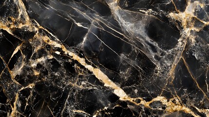Aufkleber - Detailed black marble stone texture with dramatic golden veining and intricate fractures pattern  abstract mineral background for premium design architecture luxury and interior decor