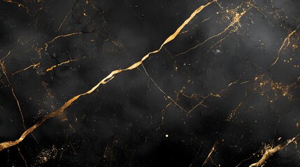 Aufkleber - Dramatic abstract background with a cracked marbled surface and glowing golden veins  Textured high contrast design with a modern industrial and premium aesthetic  Perfect for luxury design