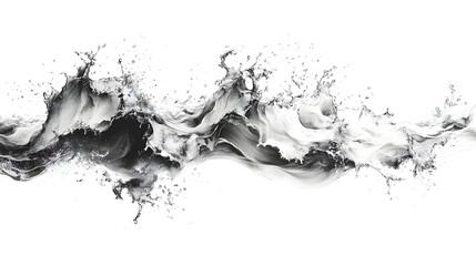 Leinwandbilder - Dramatic and dynamic abstract art composition featuring a monochrome fluid splash with captivating waves ripples and swirls  The image showcases a visually striking and modern aesthetic