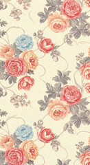  Room Interior Flower printed Wallpaper