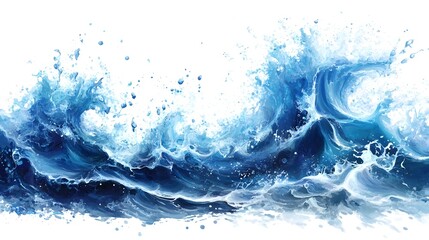 Aufkleber - Dramatic and powerful crashing ocean waves with splashing foam and spray creating a dynamic and captivating seascape  Turbulent water motion and energy captured in an style