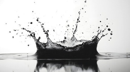 Leinwandbilder - Dramatic Aquatic Splash   Monochrome Abstract Liquid Dynamics and Movement  Dynamic water splash liquid flow and ripple effect with design qualities  Minimalist modern