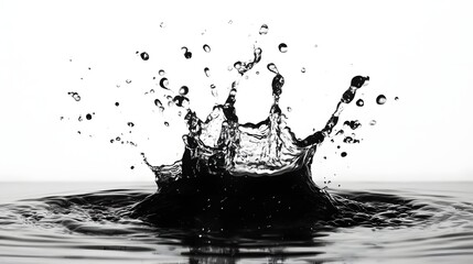 Aufkleber - Dramatic black and white image capturing the powerful and dynamic motion of water splashing and creating an visual