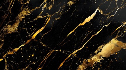 Aufkleber - Dramatic dark golden marble texture with mesmerizing patterns cracks and grungy golden streaks creating a luxurious sophisticated and captivating wallpaper or background design  Elegant refined
