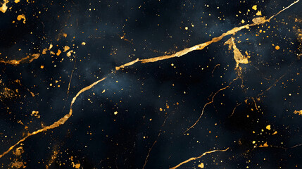Leinwandbilder - Elegant and Luxurious Golden Marble Abstract Fractal Pattern with Shimmering Glitter Splashes Ideal for Sophisticated Backgrounds Wallpapers and Designs
