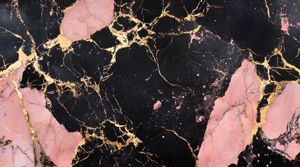 Poster - Exquisite and mesmerizing marble texture with captivating golden veins and delicate pink hues creating a sophisticated and luxurious visual experience