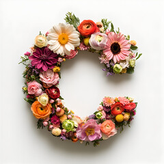 Floral Letter C Decorated with Vibrant Flowers