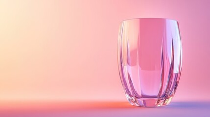 Wall Mural - Pink Glass Tumbler on a Pastel Background