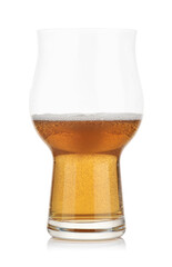 Canvas Print - Half full glass of fresh beer isolated on white