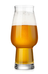 Canvas Print - Glass of fresh beer with foam isolated on white