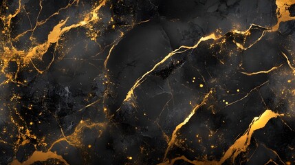 Leinwandbilder - Luxurious Abstract Marble Textured Background with Dramatic Golden Crackle Pattern