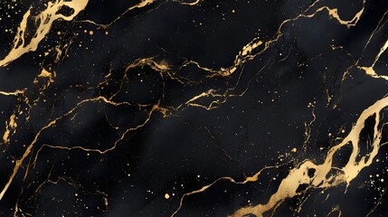 Poster - Luxurious high end abstract background featuring a captivating black and gold marble texture with an intricate mesmerizing pattern  This premium
