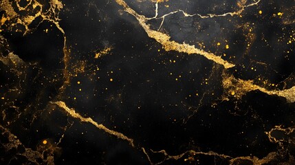 Poster - Mesmerizing abstract background with a dark marble like texture and shimmering golden accents creating a dramatic and sophisticated visual effect
