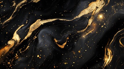 Aufkleber - Mesmerizing abstract background with a metallic marble texture featuring shimmering gold swirls fluid patterns
