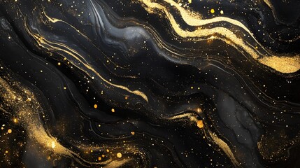 Aufkleber - Mesmerizing celestial swirls of golden glitter and ethereal cosmic energy create a captivating mystical and vibrant abstract background with a sense of motion fantasy and light