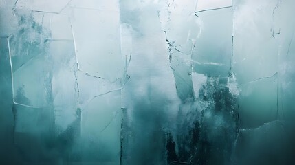 Poster - Mesmerizing frozen landscape with intricate ice crystal patterns and shades of blue creating a serene and captivating winter scene  The image showcases the beauty and power of nature s icy elements