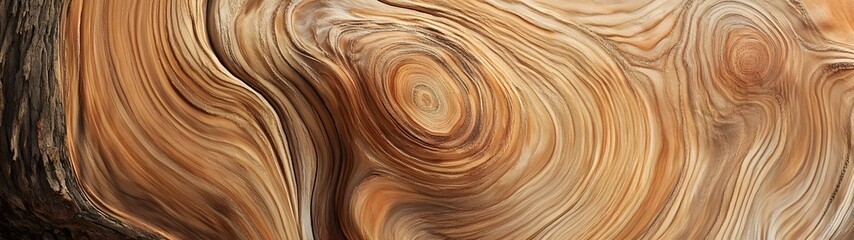 Aufkleber - Mesmerizing Wooden Grain Patterns in Organic Swirling Curves   Closeup of a weathered textured wooden surface with natural rippling lines and intricate grain structure  Earthy